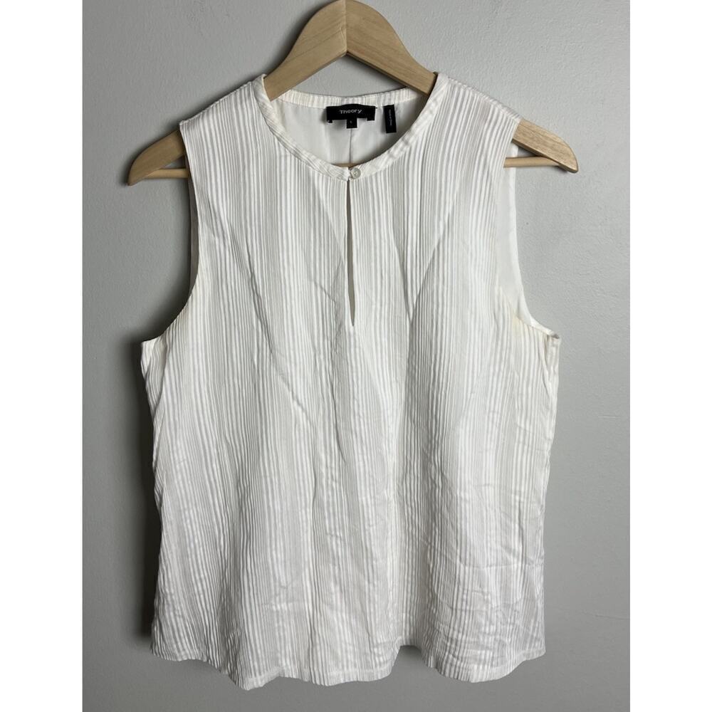 Theory Kenzly Sleeveless Blouse Size Large Silk Blend Minimalist Lightweight Wms